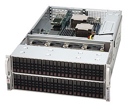 Supermicro SC417E26-R1400U, UIO,4U RM,72x (48 front+24 rear) 2.5" HS Bays,2x E16/SAS2,1400W(1+1),80+