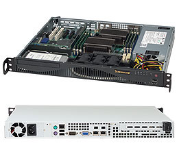 Supermicro SC512F-600, 1U RM, 1x HDD+1x Slim CD Bays, 600W. 80+ P.S