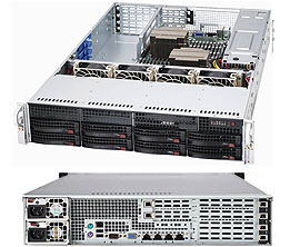 Supermicro SC829TQ-R920UB, 2U RM, UIO, 8x HS SAS/SATA+2x 3.5" Fixed Bays, 920W(1+1), 80+