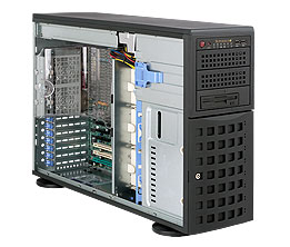 Supermicro SC745TQ-1200, 4U RM/Tower, 8x HS SATA2+2x 5.25"+1x 3.5" Ext Bays, 1200W, 80+