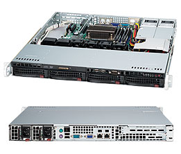 Supermicro SC813MTQ-R400, 1U RM, 4x HS SATA2+1x Slim CD&FDD Bays, 400W(1+1) P.S