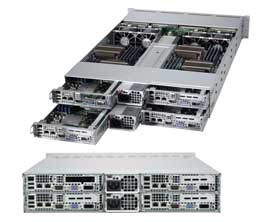 Super 2022TG-HLTRF, 4x Nodes, 2x 6300/16C, Video, 2x GB Lan, 3x HS Bays, D3/256G, 2U, R1620W/80+