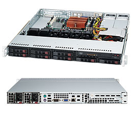 Supermicro SC113MTQ-R400C, 1U RM(20" Depth), 8x HS 2.5" SAS/SATA Bays, 1x FF AOC Slot, R400W(1+1)