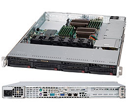Supermicro SC815TQ-600W, 1U RM, WIO, 4x HS SATA2+1x Slim CD&FDD Bays, 600W, 80+ P.S