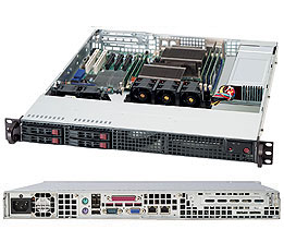 Supermicro SC111TQ-600C, 1U RM(22" Depth), 4x HS 2.5" SAS/SATA Bays, 1x FF, 600W/DSC, 80+