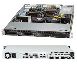 Supermicro SC813T-441C, 1U RM, 4x HS SATA+1x Slim DVD Bays, 400W, 80+ P.S