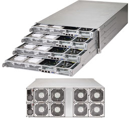 Super F617H6-FT+, 4x Nodes F I/O,2x X9/8C,Video,2x GB NIC,8+4 Fixed Bays,IPMI,D3(512G),4U/R1620W,80+