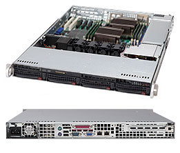Supermicro SC815TQ-600C, 1U RM, 4x HS SATA2+1x Slim CD&FDD Bays, 600W, 80+ P.S