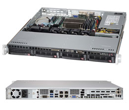Super 5018D-MTLN4F, C224/LGA1150, Video, 4x GB Lan, 4x HS SATA3 Bays,IPMI,DDR3/32GB,1U/350W, 80+