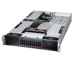 Super 2027GR-TRFHT, 2x X9/8C, Up to 6x GPU, Video, 2x 10GB NIC,10x 2.5" HS,IPMI,D3(512GB),2U/R1800W