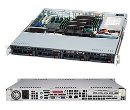 Supermicro SC813MFTQ-R400, 1U RM, 4x HS SATA2+1x Slim CD&FDD Bays, 400W(1+1)