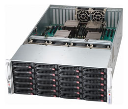 Supermicro SC848E16-R1K62, 4U RM, 4-Way CPUs, 24x HS SAS/SATA Bays(SFF8087), 1x Exp, 1620W(1+1), 80+