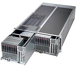Super F647G2-FTPT+,2x Nodes,2x X9/12C,6x GPUs,Video,2x10G NIC,8x 2.5" HS SATA,IPMI,D3(1TB),4U,R200W
