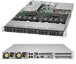 Super 1028U-TR4T+, 2x E5-2600v4,Video,4x 10GB/RJ45,10x HS 2.5" SATA3(C612)+R,IPMI,D4(3TB),1U/R750W