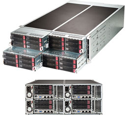 Super F628R3-RC1B+,4xNodes, 2xE5-2600v4,Video,2x GB,6+2xHS SAS3/NVMe*LSI3108,IPMI,D4(2TB),4U/R1280W