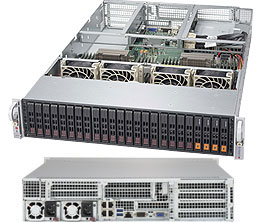 Super 2028U-E1CNR4T+,2xE5-2600v4,Video,4x 10GB,24x HS 2.5" SAS3(4x 2.5" NVMe),IPMI,D4(3TB),2U/R1KW