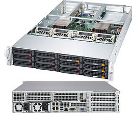 Super 6028U-E1CNRT+, 2x E5-2600v4, Video, 2x 10GB, 12x HS SAS3(4x NVMe)+R, IPMI,D4(3TB),2U/R1000W