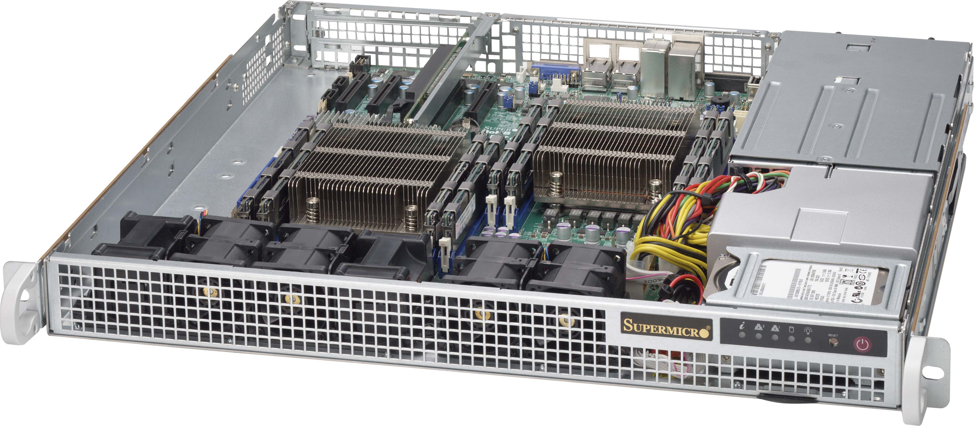 Supermicro SC514-R400C, 1U RM, Up to 2x  FH Add-On Cards, 2x 2.5" or 1x 3.5" Int Bays, R440W(1+1)