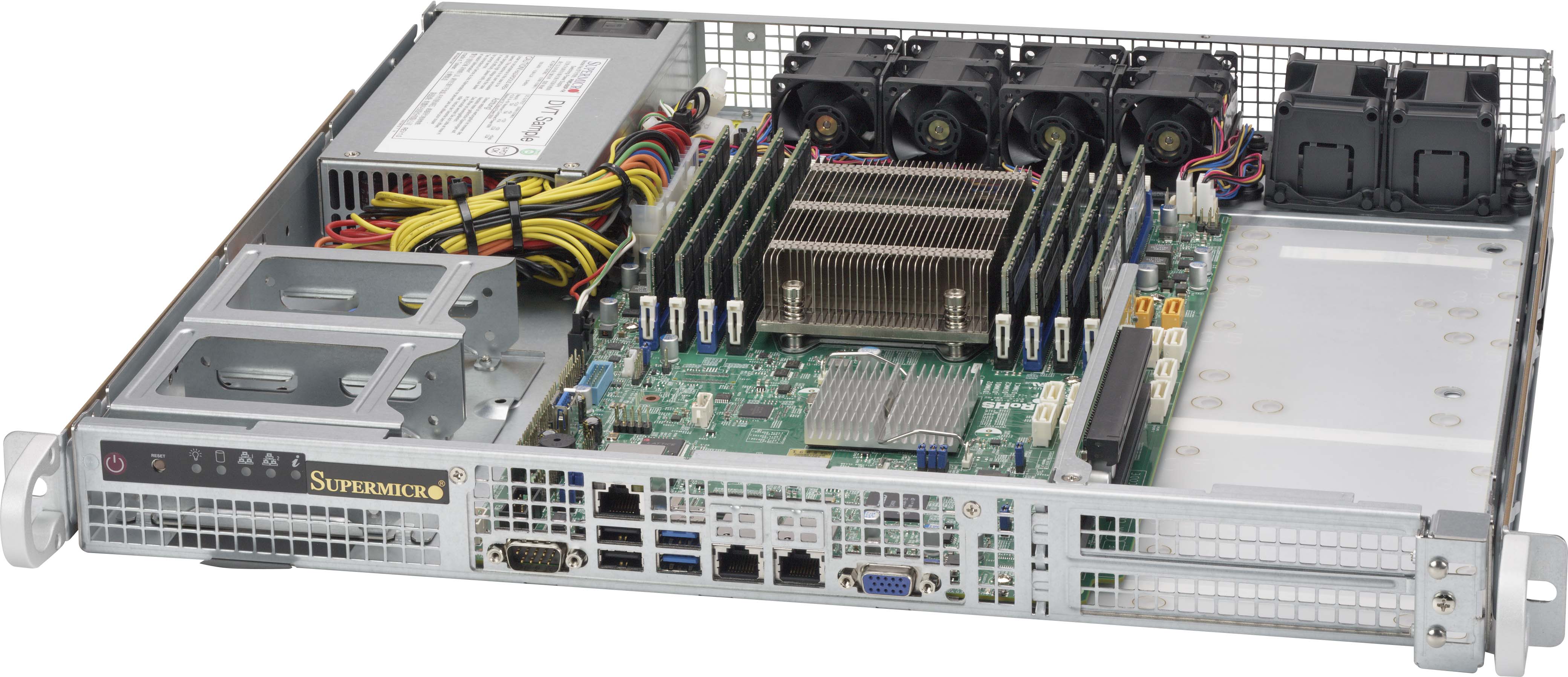 Supermicro SC515-505, 1U RM, Front I/O, 4x 2.5" or 1x 3.5" Int HDD Bays, 500W P.S