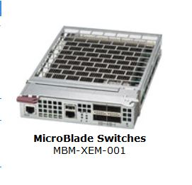 Super MBM-XEM-001, 4x 40Gb QSFP Uplinks, 56x 10Gb or 1Gb Downlinks Microlade Switch