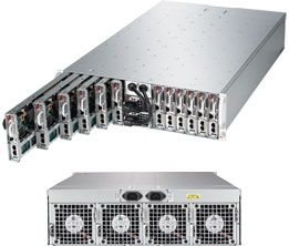 Super 5038MD-H8TRF,8x Nodes/D-1541, Video, 2xGbE Lan, 2x 3.5" Bays, IPMI, D4/128GB, 3U/1600W(1+1)