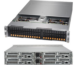 Super 2028BT-HNR+, 4x Node, 2x E5-2600v4, Video, 1xSIOM,6x HS 2.5" NVMe Bays ,IPMI,D4(3TB),2U/R2200W