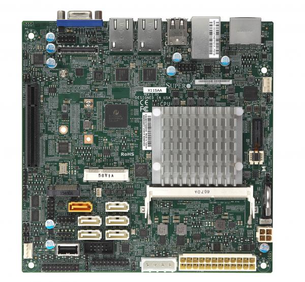Super X11SAA, Intel N4200/6W/4C, Video, HD Audio  & HDMi, 2x GB/i210 LAN,6x SATA3+R,D3L(8GB) SO-DIMM