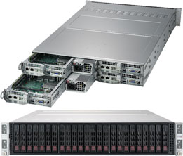 Super 2029TP-HC0R, 4xNodes, 2x LGA3657, Video,1x SIOM,6x HS 2.5" SAS3(3008)+R,IPMI,D4(2TB),2U/R2200W