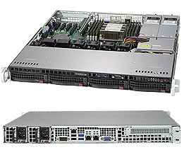 Super 5019P-MTR, 1x LGA3647, Video, 2x 10GB/X557, 4x HS SATA3(C622)+R Bays, IPMI, DDR4(1TB),1U/R400W