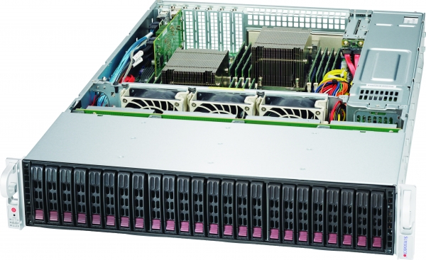 Supermicro SC216BE1C4-R1K23LP, 2U RM, 24x HS 2.5" SAS3/SATA Bays, 4x SAS3(12Gb/s) Ports, R1200W