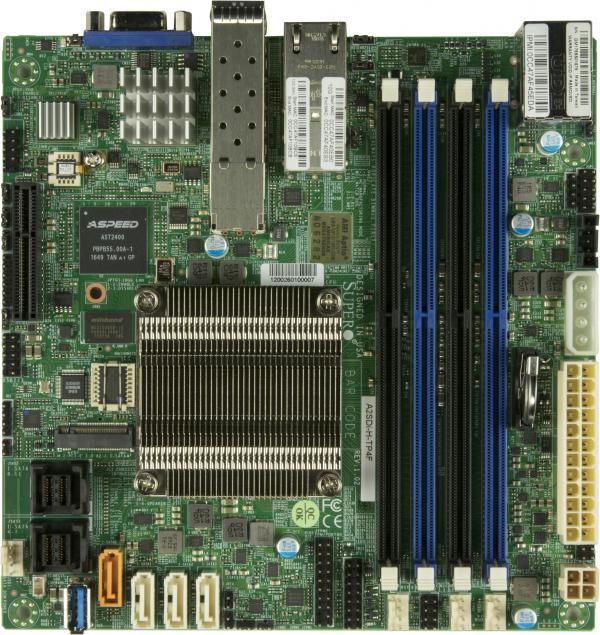 Supermicro A2SDi-H-TP4F, Atom-C3958(16-Core),Video,2x 10GB+2x SFP+,12x SATA3 via SoC,M.2,DDR4(256GB)