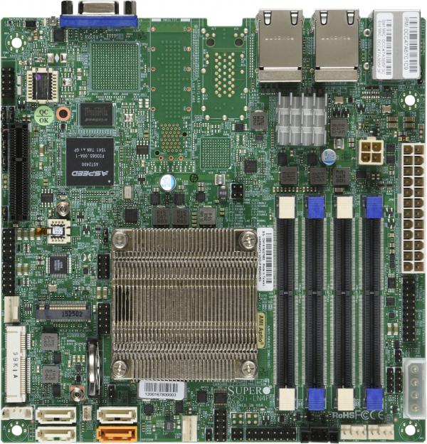 Supermicro A2SDi-LN4F, Atom-C3850(12-Core), Video, 4x GB/C3000, 12x SATA3 via SoC, M.2, DDR4(64GB)