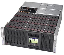 Super 6049P-E1CR45L, 2x LGA3647, Video, 1x SIOM, 45xHS SAS3(3008/IT Mode), IPMI, D4(3TB), 4U/R1600W
