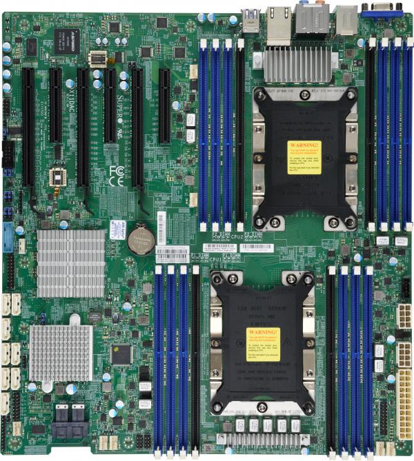 Super X11DAC, 2x LGA3647, 6x PCI-e, VGA, HD Audio, 2x GB/C621, 8x SAS3+R(S3008 SW), IPMI, DDR4(2TB)