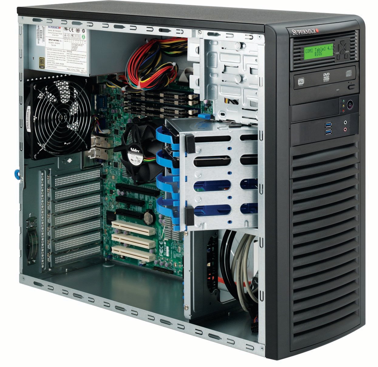 Supermicro CSE-732D3-1200,Mid-Tower,2x USB2.0+Audio,4x 3.5" Int+2x 5.25"+2x 3.5" Ext Bay,1200W,*WQ*,