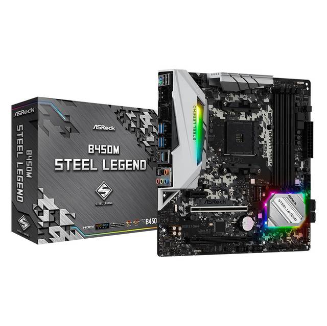 ASRock B450M STEEL LEGEND Socket AM4/ AMD Promontory B450/ DDR4/ Quad CrossFireX/ SATA3&USB3.1/ M.2/