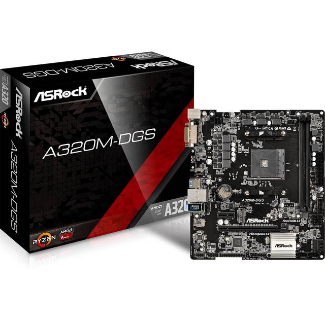 ASRock A320M-DGS Socket AM4/ AMD A320/ DDR4/ SATA3&USB3.0/ M.2/ A&GbE/ MicroATX Motherboard
