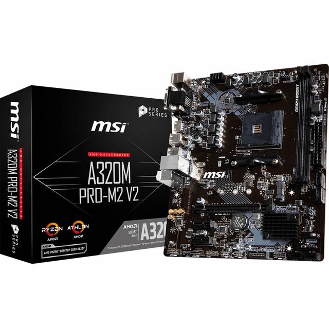 MSI A320M PRO-M2 V2 Socket AM4/ AMD A320/ DDR4/ SATA3&USB3.1/ M.2/ A&GbE/ MicroATX Motherboard