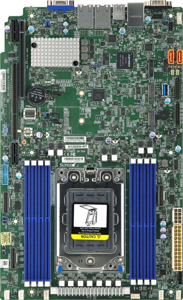Supermicro H12SSW-NT,1xAMD7002/Socket SP3, WIO, VGA, 2x 10Gb/BCM57416, 16x SATA3+4xNVMe,IPMI,D4(2TB)