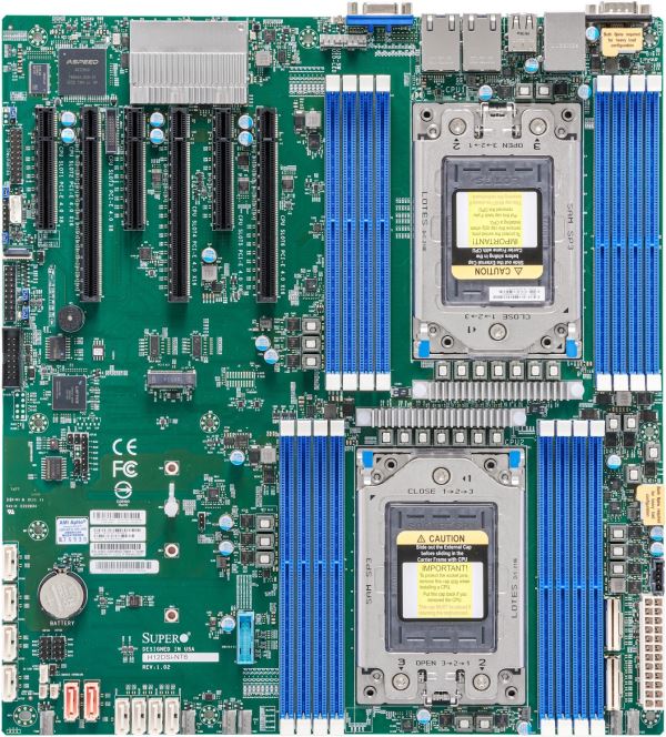 Supermicro H12DSi-NT6,2xAMD 7003/SP3,6xPCIe 4.0,VGA,2x10GB/BCM57416,10xSATA3,4xNVMe+M.2,IPMI,D4(4TB)