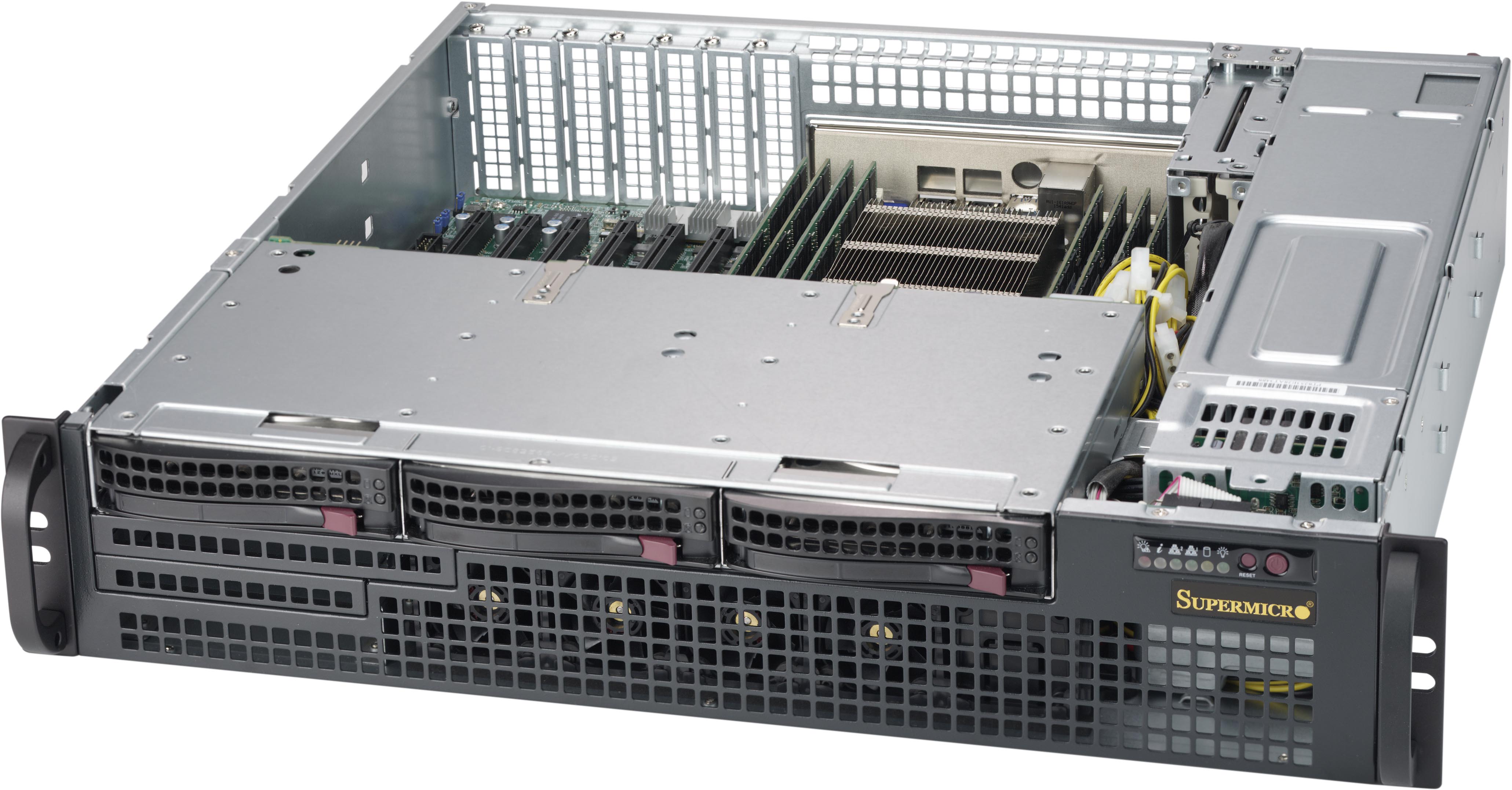 Super SC825MBTQC-R802W, 2U RM(17.7" Depth), WIO, 3x HS SAS3/SATA3+1x Slim DVD Bays, R802W(1+1) P.S