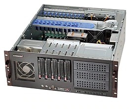 Supermicro SC842XTQC-R804, 4U RM, 5x HS SAS3/SATA3+3x 5.25"+1x Slim DVD Bays, R800W(1+1), 80+