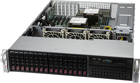Super 220P-C9R,2xLGA-4189,5x PCIe4.0,Video,2xGB LAN,16xHS 2.5"(8xSAS3+8xSATA3),IPM,D4(4TB),2U/R1200W