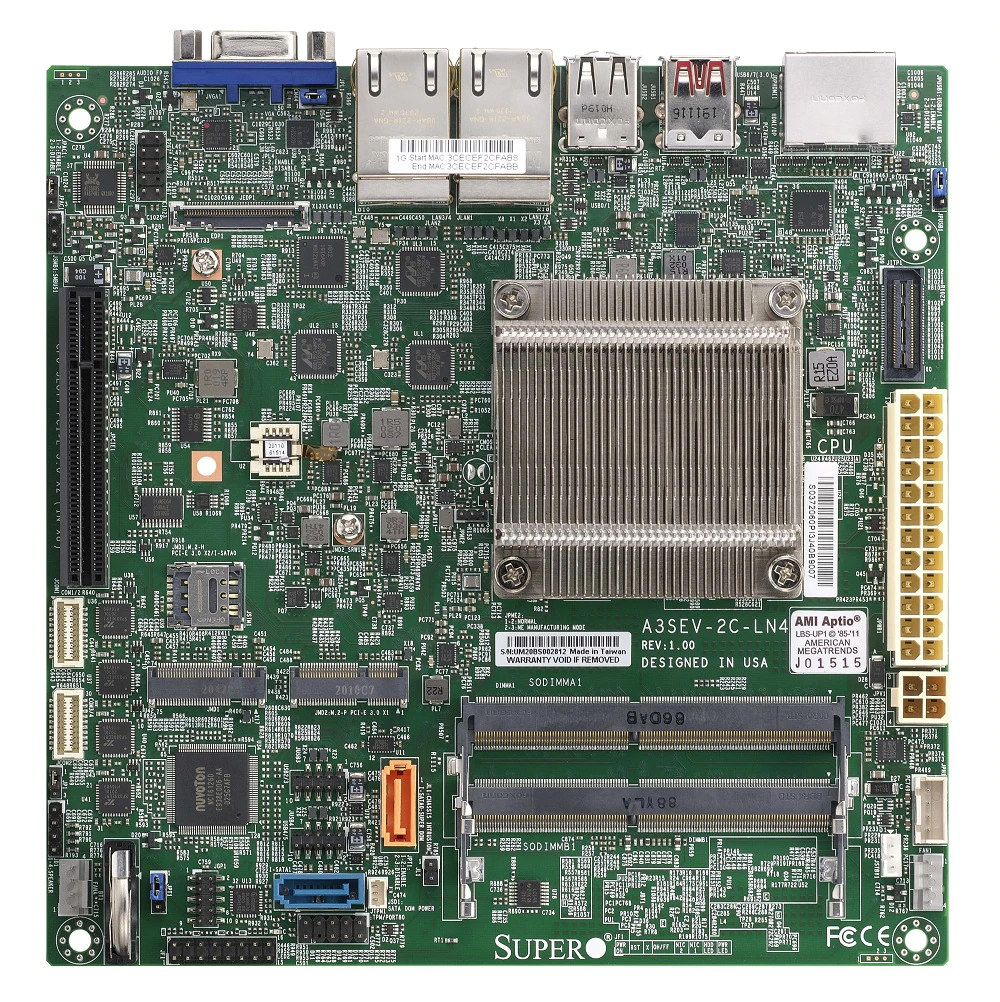 Super MBD-A3SEV-2C-LN4, Atom x6211E-3Ghz/2C2T,1xPCI-e,Video HD Audio,4xGB LAN,2xSATA3,M.2,DDR4(32GB)