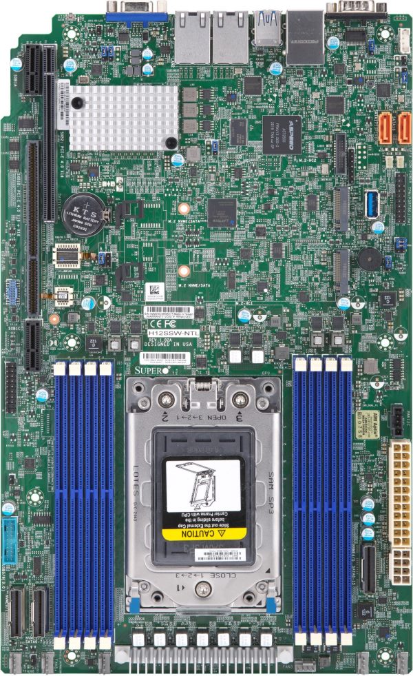 Supermicro H12SSW-NTL,1xAMD7003/Socket SP3, WIO, VGA, 2x 10Gb/BCM57416, 16xSATA3+4xNVMe,IPMI,D4(2TB)