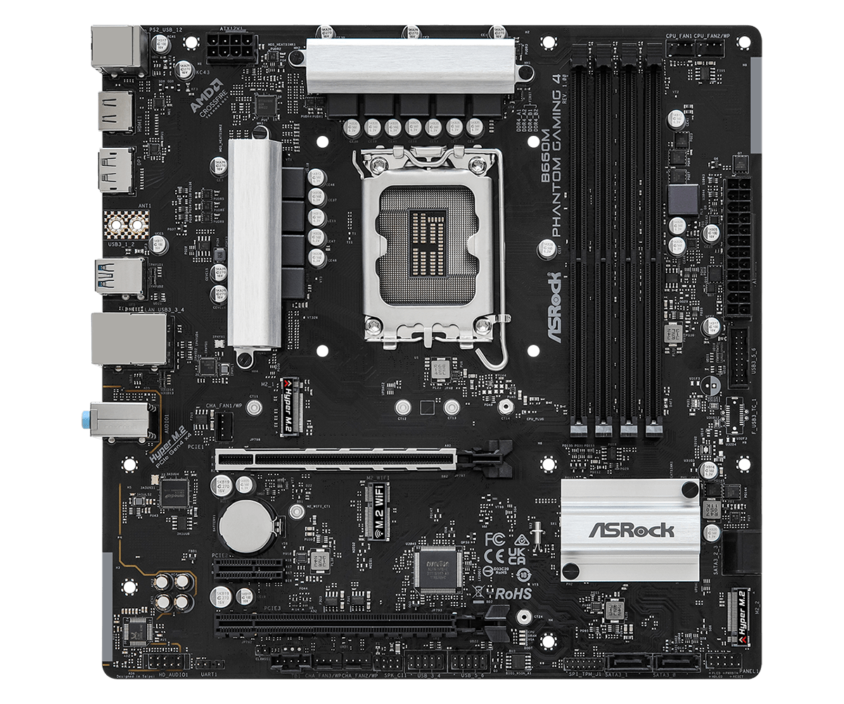 ASRock B660M PHANTOM GAMING 4 B660 LGA1700 Max128GB DDR4 MicroATX