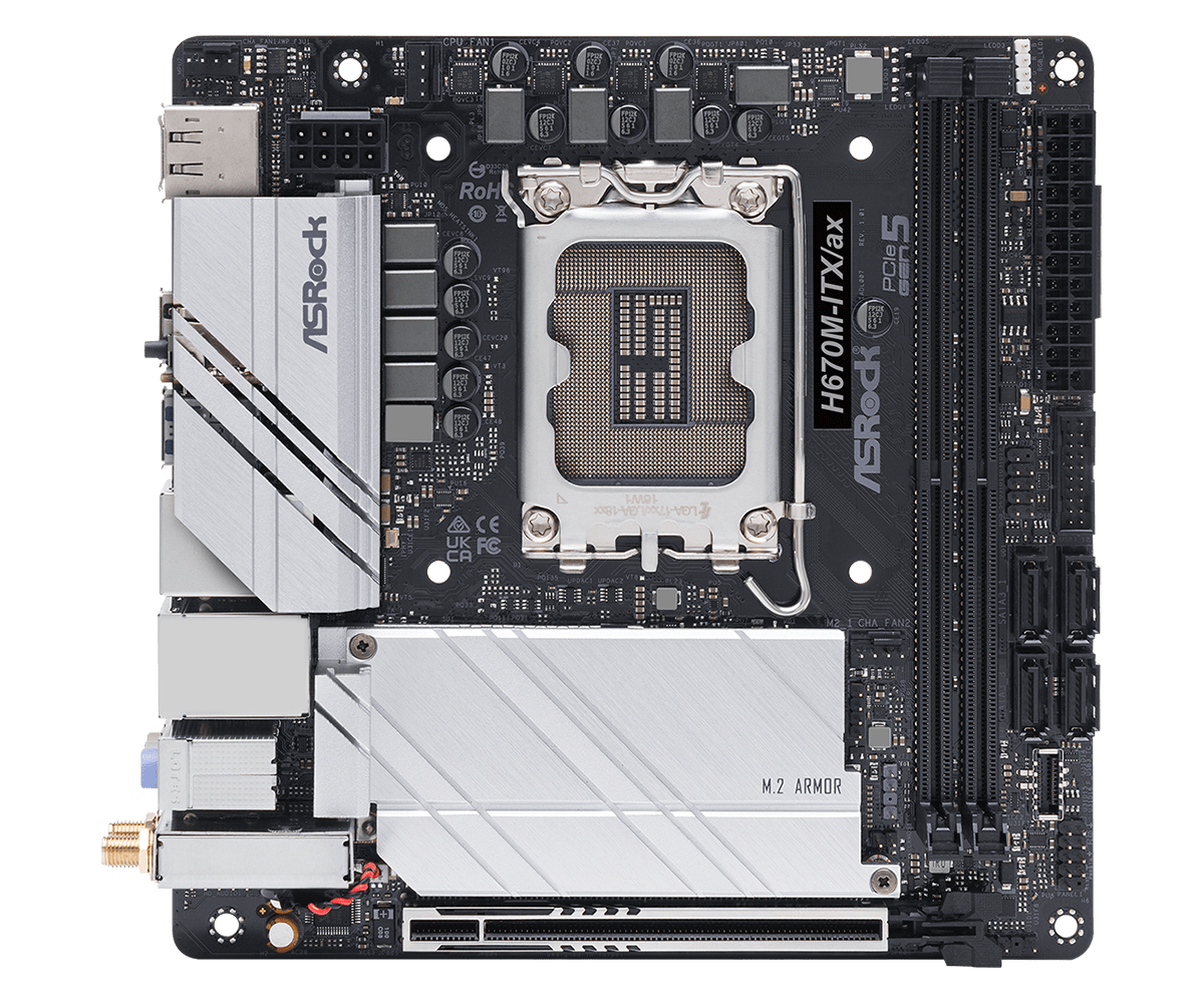 ASRock H670M-ITX/AX H670 LGA1700 Max64GB DDR4 Mini-ITX