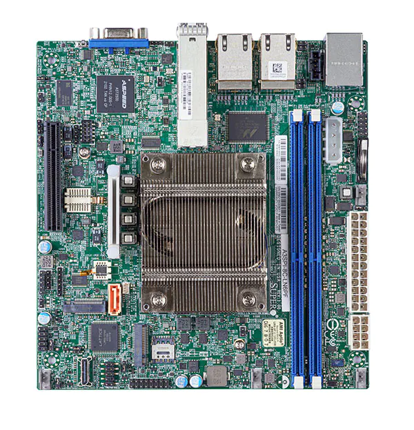 Super A3SPI-4C-LN6PF,Atom C5315,1x PCI-e,Video,2x SFP&4x GB,5x SATA3 SoC,M.2,IPMI,DDR4(128GB),12V DC