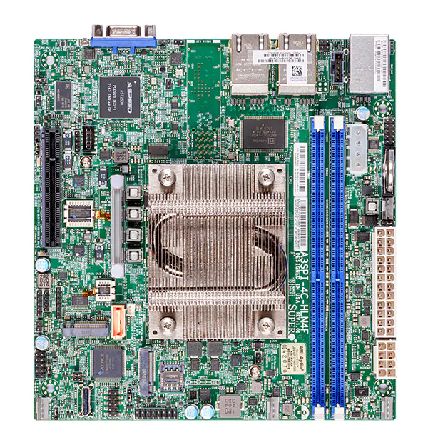 Super A3SPI-8C-HLN4F, Atom C5325,1x PCI-e,Video,4x GB LAN,5x SATA3 SoC,M.2,IPMI, DDR4(128GB),12V DC