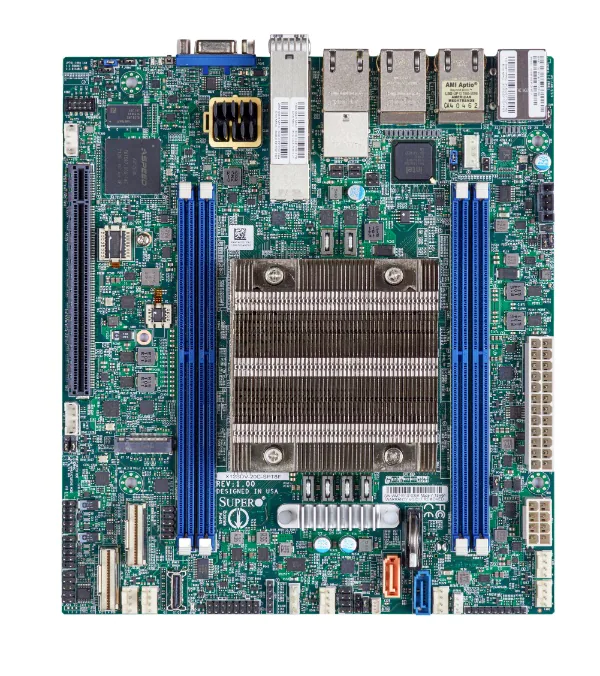 Super X12SDV-16C-SPT8F, Xeon D-2775TE/16C, VGA,2x25GB+2x10GB+4xGB,6xSATA+R,M.2,IPMI,D4(256GB),12VDC